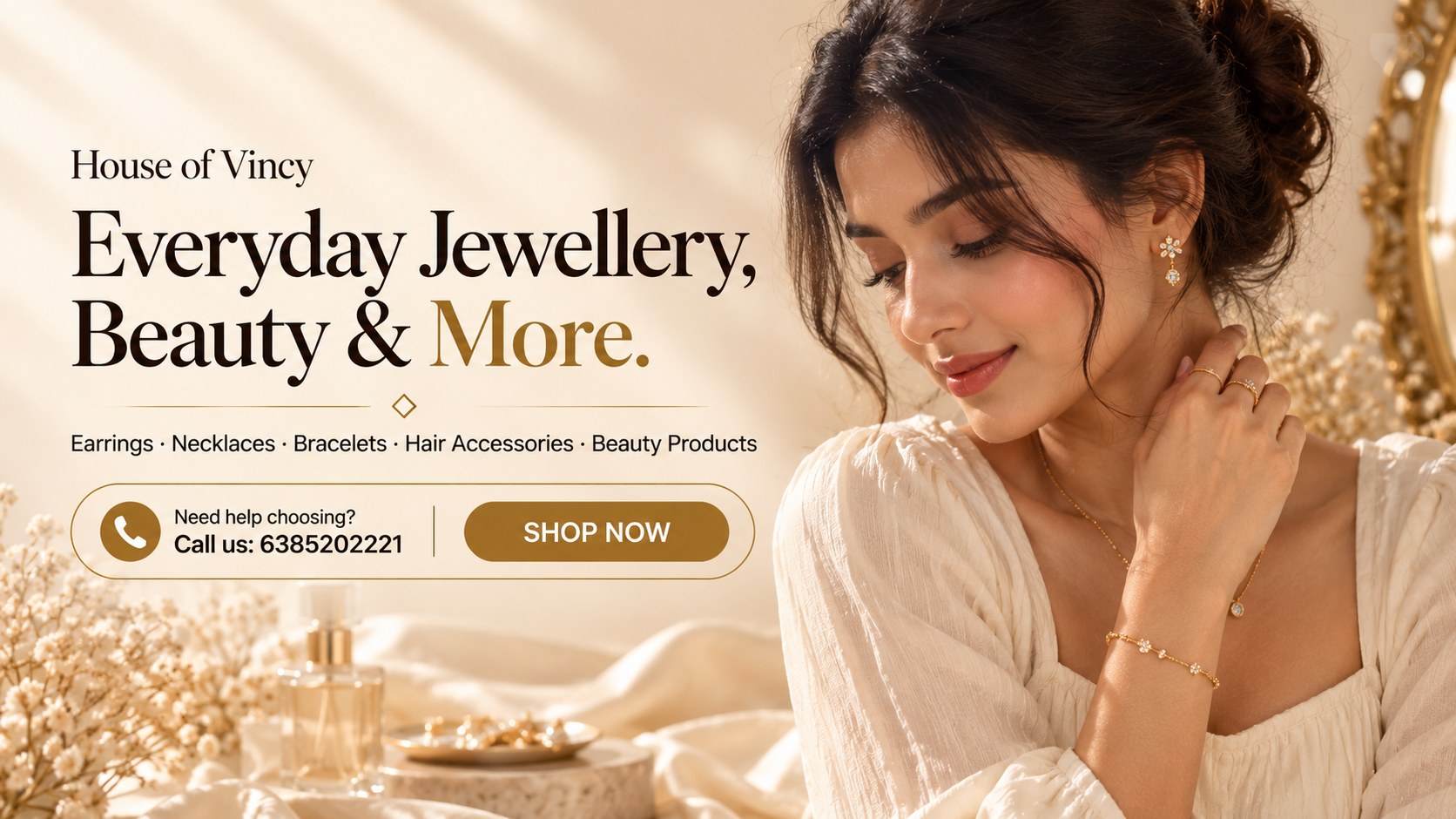 House of Vincy. Everyday Jewellery, Beauty and More. Earrings, necklaces, bracelets, hair accessories, beauty products. Need help choosing? Call us: 6385202221. Shop now.